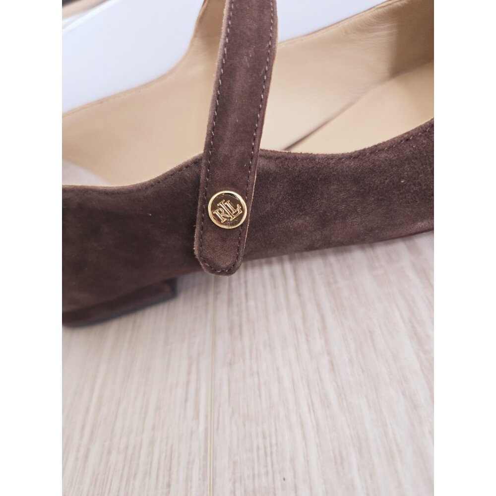 Lauren Ralph Lauren Londyn Suede Mary Jane Flats 8.5 Brown Pointed Toe Slip On - Picture 6 of 11